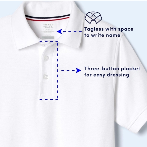 French Toast Boys' Short Sleeve Pique Polo Uniform Shirt - Size 14-16 - Picture 4 of 5